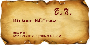 Birkner Nónusz névjegykártya